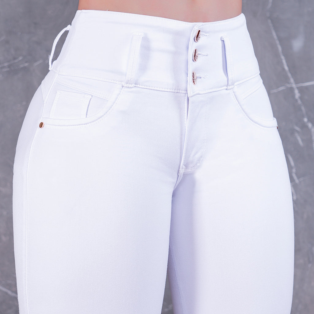 JEAN ELASTICO TIRO ALTO PUSH-UP BLANCO