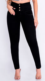 JEAN ELASTICO TIRO ALTO PUSH-UP NEGRO