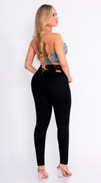 JEAN ELASTICO TIRO ALTO PUSH-UP NEGRO