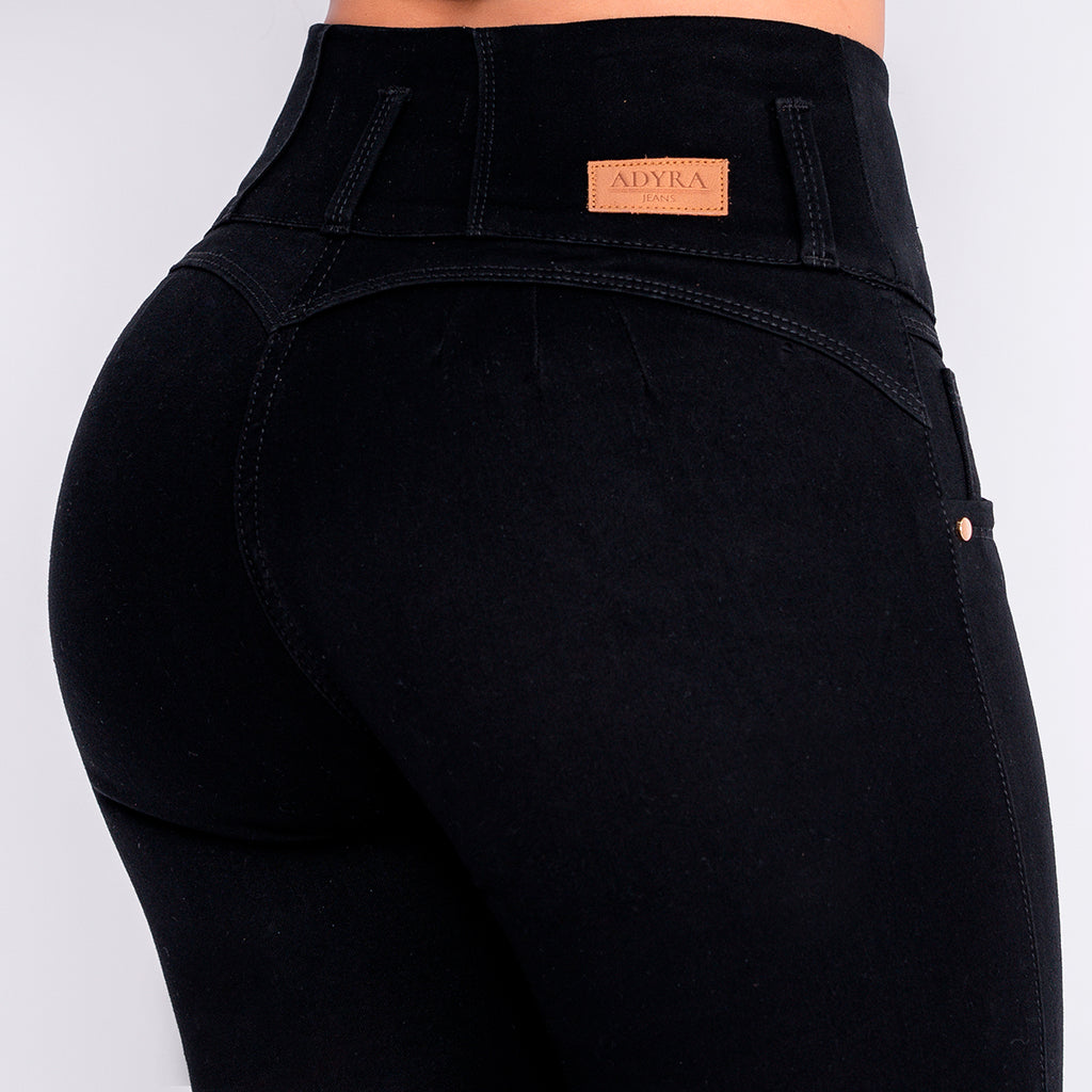 JEAN ELASTICO TIRO ALTO PUSH-UP NEGRO