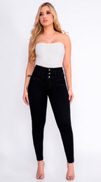 JEAN ELASTICO TIRO ALTO PUSH-UP NEGRO