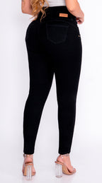 JEAN ELASTICO TIRO ALTO PUSH-UP NEGRO