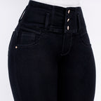 JEAN ELASTICO TIRO ALTO PUSH-UP NEGRO
