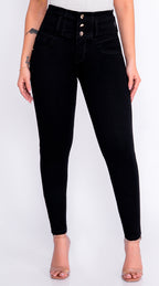 JEAN ELASTICO TIRO ALTO PUSH-UP NEGRO