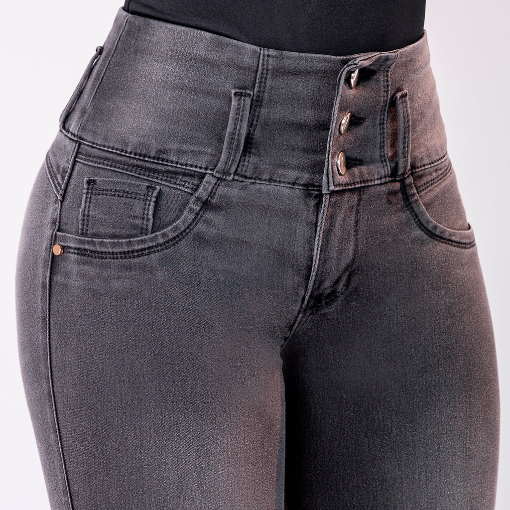 JEAN ELASTICO TIRO ALTO PUSH-UP GRIS