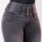 JEAN ELASTICO TIRO ALTO PUSH-UP GRIS