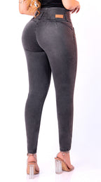 JEAN ELASTICO TIRO ALTO PUSH-UP GRIS