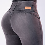 JEAN ELASTICO TIRO ALTO PUSH-UP GRIS