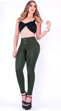 JEAN ELASTICO TIRO ALTO PUSH-UP VERDE OLIVA