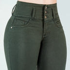 JEAN ELASTICO TIRO ALTO PUSH-UP VERDE OLIVA