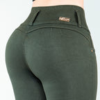JEAN ELASTICO TIRO ALTO PUSH-UP VERDE OLIVA