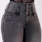 JEAN ELASTICO TIRO ALTO PUSH-UP GRIS