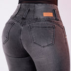 JEAN ELASTICO TIRO ALTO PUSH-UP GRIS