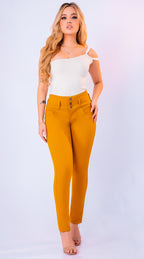 JEAN ELASTICO TIRO ALTO PUSH-UP MOSTAZA