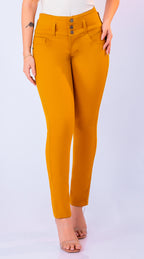 JEAN ELASTICO TIRO ALTO PUSH-UP MOSTAZA