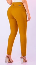 JEAN ELASTICO TIRO ALTO PUSH-UP MOSTAZA