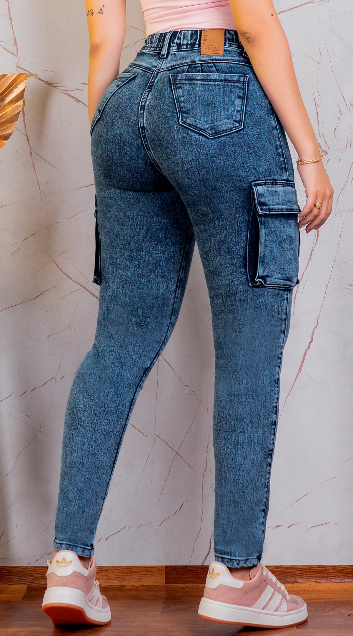 JEAN ELASTICO SKINNY CARGO AZUL MEDIO