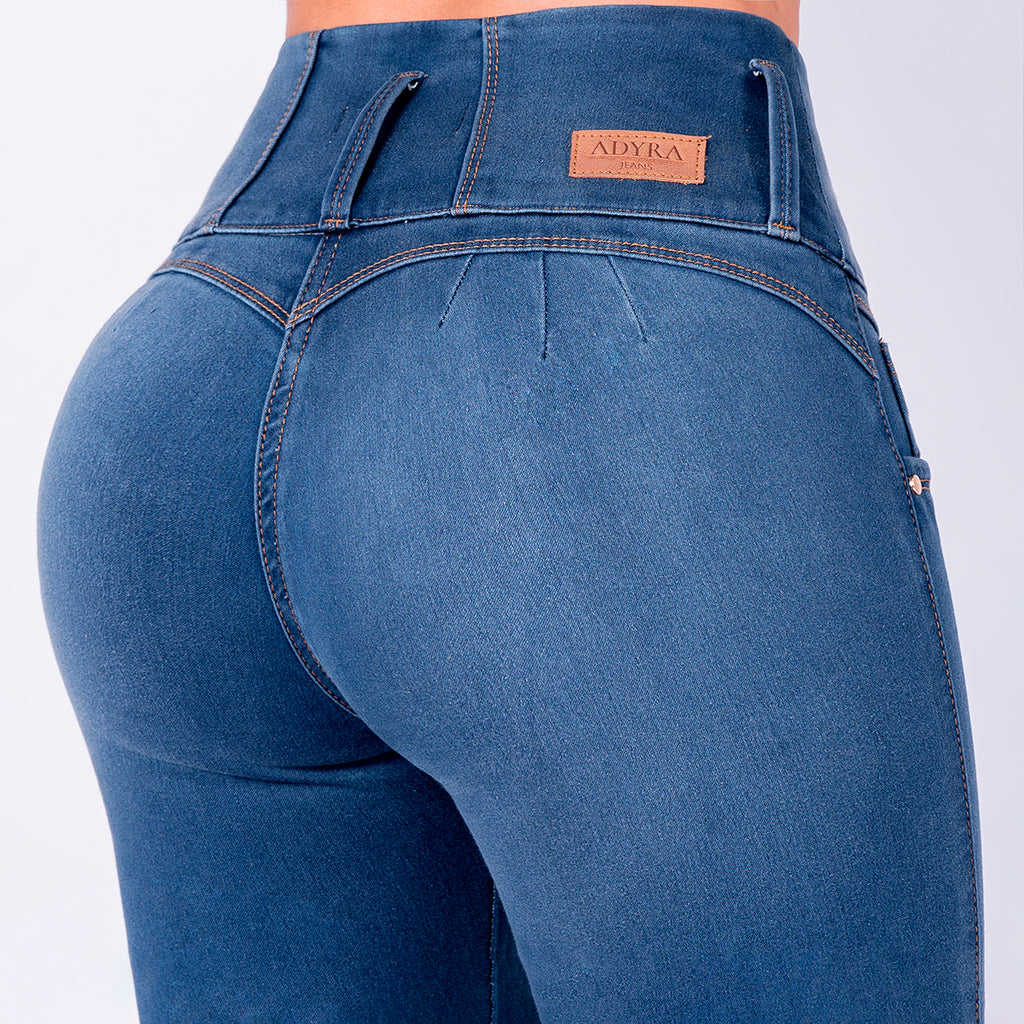 JEAN ELASTICO TIRO ALTO PUSH-UP AZUL MEDIO
