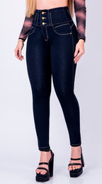 JEAN ELASTICO TIRO ALTO PUSH-UP AZUL OSCURO