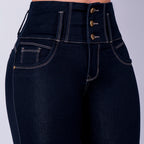 JEAN ELASTICO TIRO ALTO PUSH-UP AZUL OSCURO