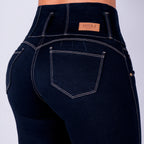 JEAN ELASTICO TIRO ALTO PUSH-UP AZUL OSCURO