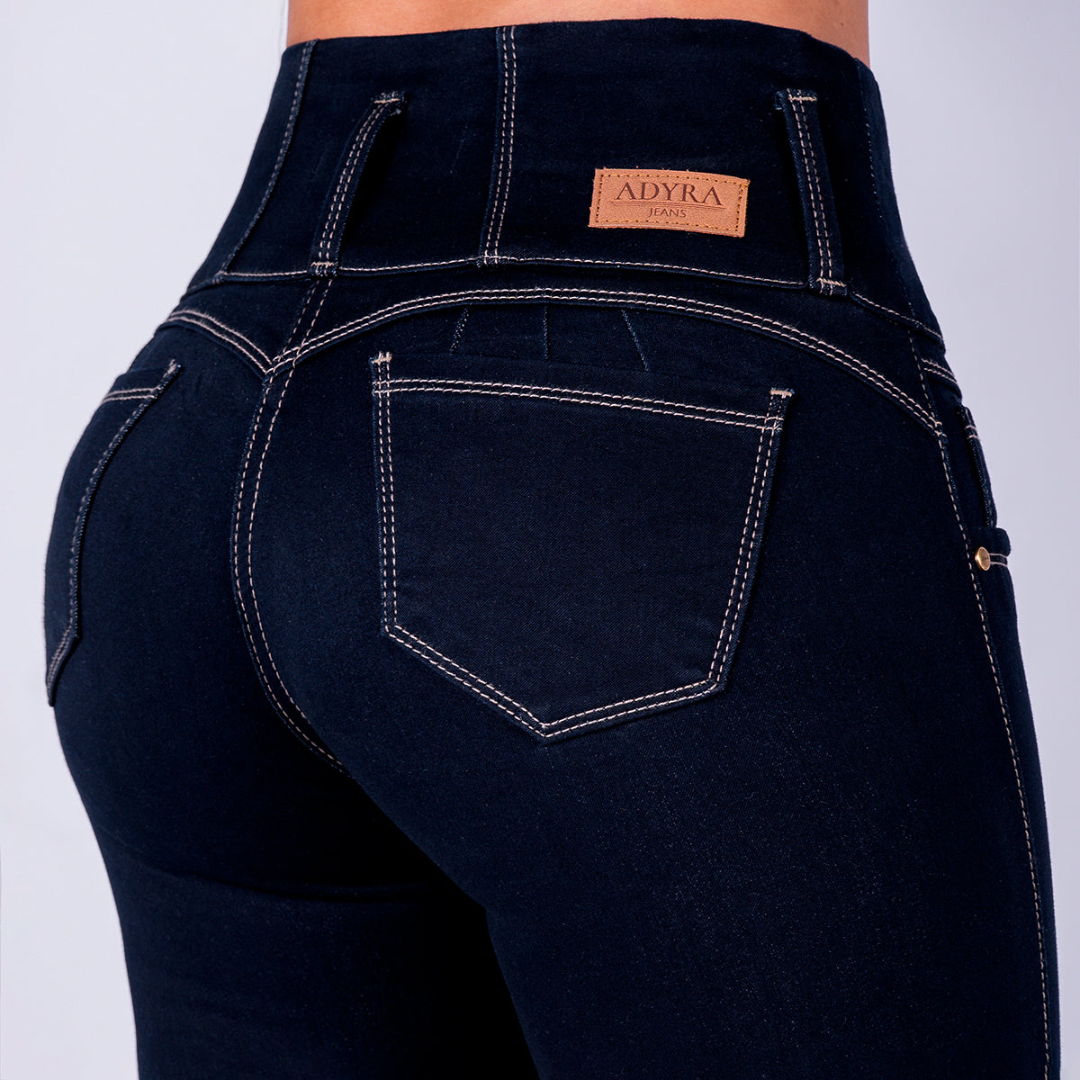 JEAN ELASTICO TIRO ALTO PUSH-UP AZUL OSCURO