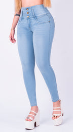 JEAN ELASTICO TIRO ALTO PUSH-UP AZUL CLARO