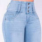 JEAN ELASTICO TIRO ALTO PUSH-UP AZUL CLARO