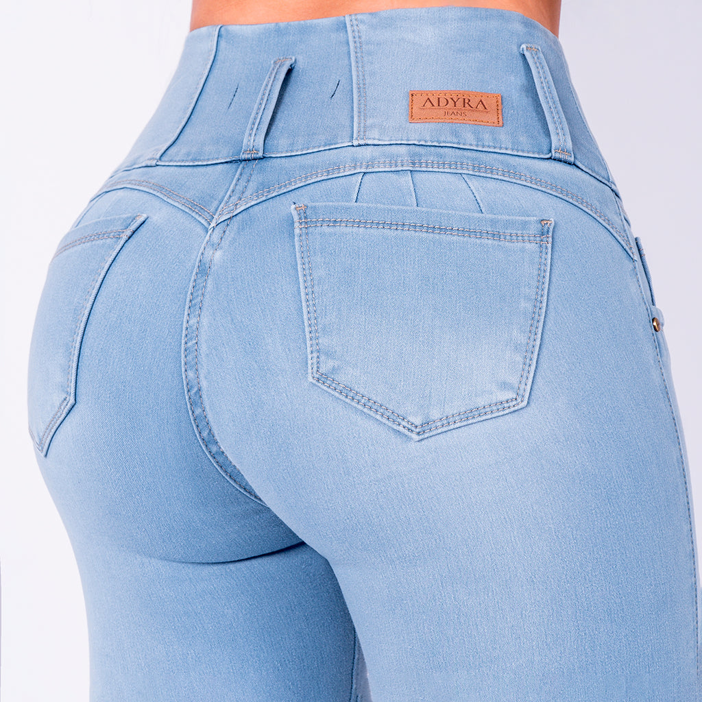 JEAN ELASTICO TIRO ALTO PUSH-UP AZUL CLARO