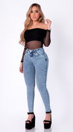 JEAN ELASTICO SKINNY AZUL CLARO