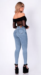 JEAN ELASTICO SKINNY AZUL CLARO