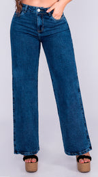 JEAN WIDE LEG SEMI ELASTICO AZUL