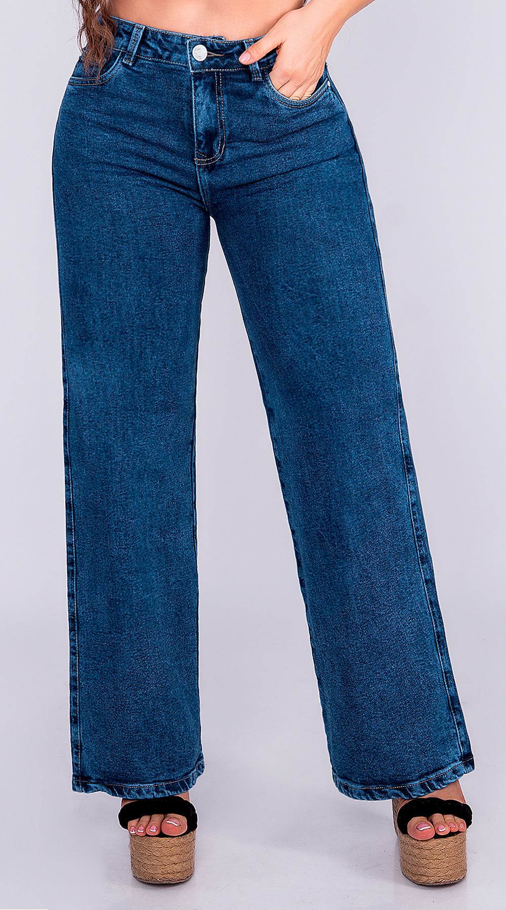JEAN WIDE LEG SEMI ELASTICO AZUL