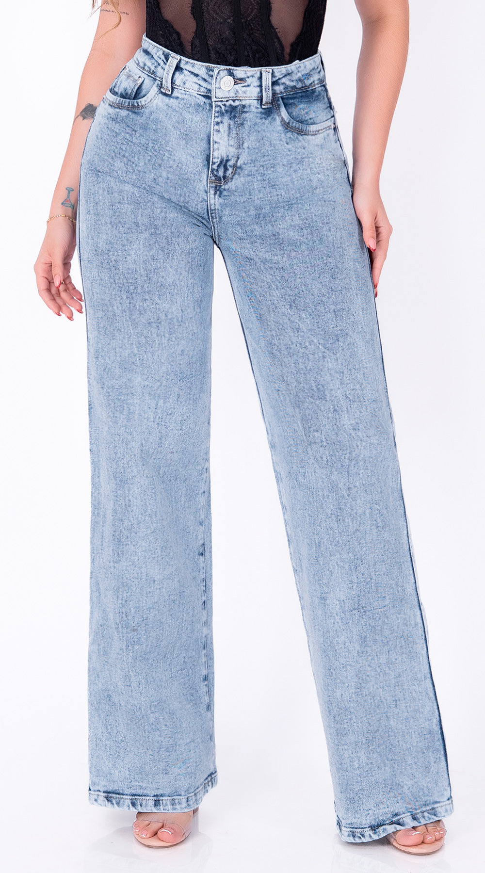 JEAN WIDE LEG SEMI ELASTICO AZUL CLARO