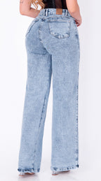 JEAN WIDE LEG SEMI ELASTICO AZUL CLARO