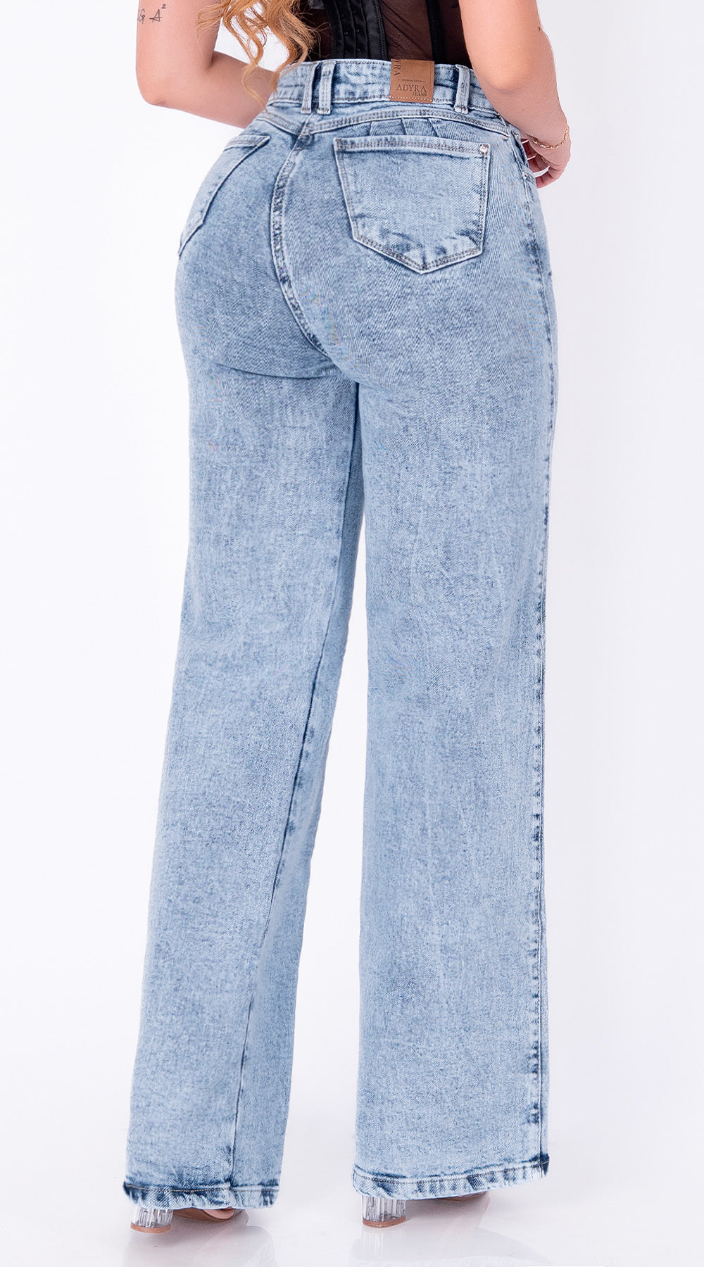 JEAN WIDE LEG SEMI ELASTICO AZUL CLARO
