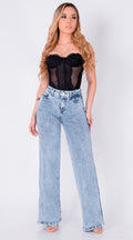 JEAN WIDE LEG SEMI ELASTICO AZUL CLARO