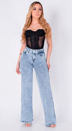 JEAN WIDE LEG SEMI ELASTICO AZUL CLARO