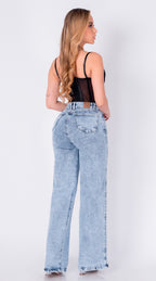 JEAN WIDE LEG SEMI ELASTICO AZUL CLARO