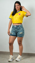 SHORT JEAN RIGIDO AZUL MATIZADO