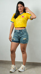 SHORT JEAN RIGIDO AZUL MATIZADO