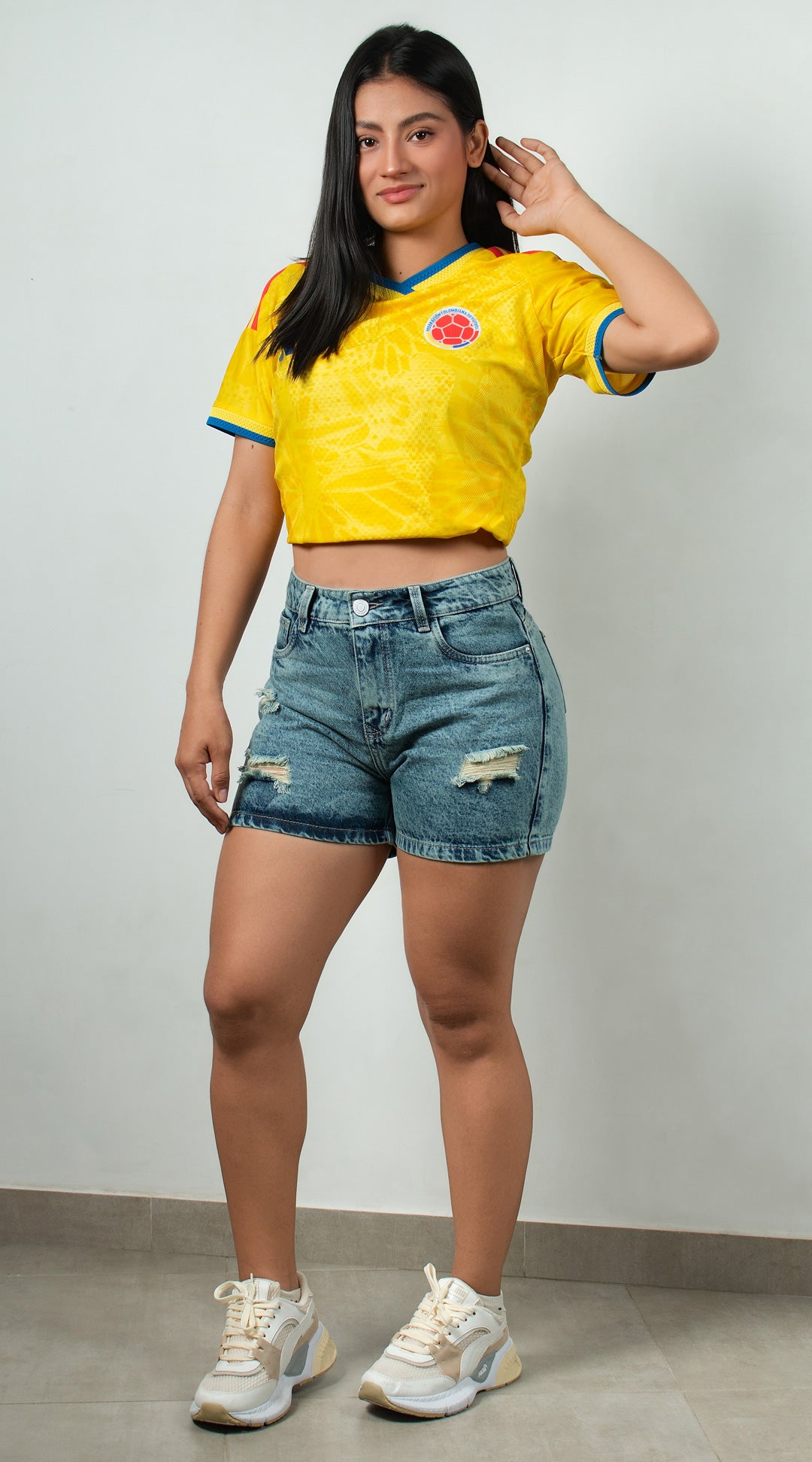 SHORT JEAN RIGIDO AZUL MATIZADO
