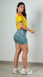 SHORT JEAN RIGIDO AZUL MATIZADO
