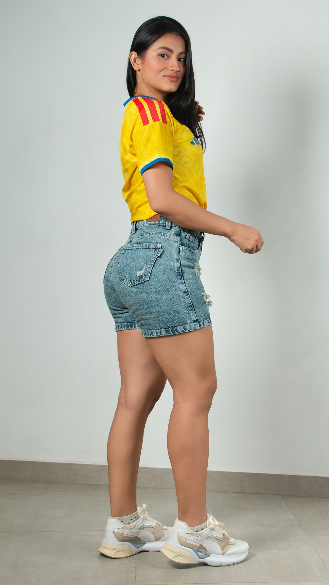 SHORT JEAN RIGIDO AZUL MATIZADO