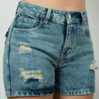 SHORT JEAN RIGIDO AZUL MATIZADO
