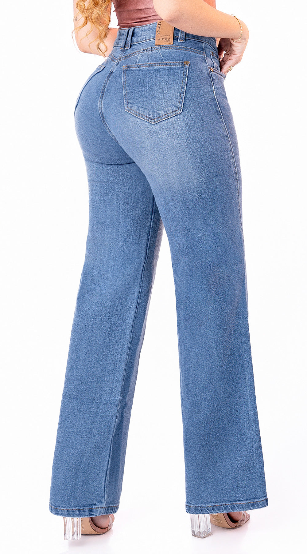 JEAN WIDE LEG SEMI ELASTICO AZUL MEDIO