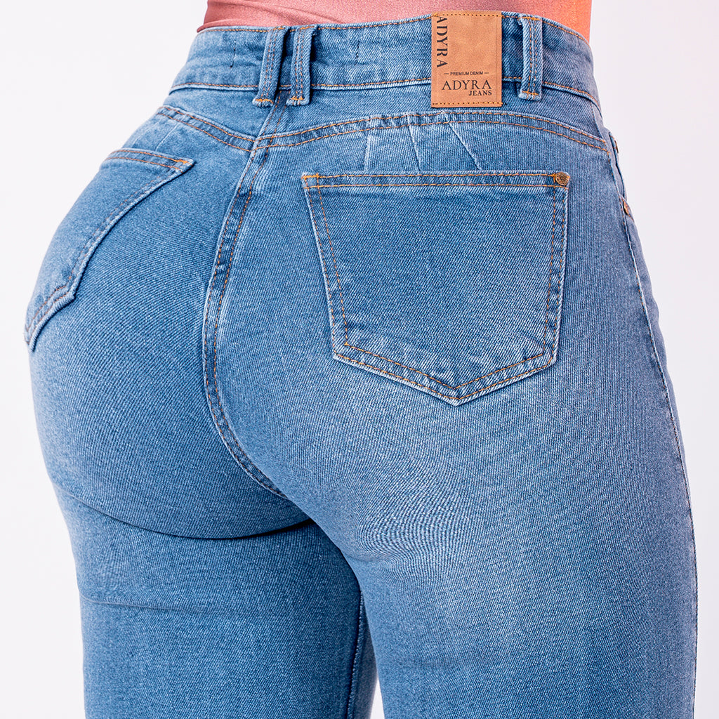JEAN WIDE LEG SEMI ELASTICO AZUL MEDIO