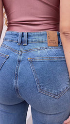 JEAN WIDE LEG SEMI ELASTICO AZUL MEDIO