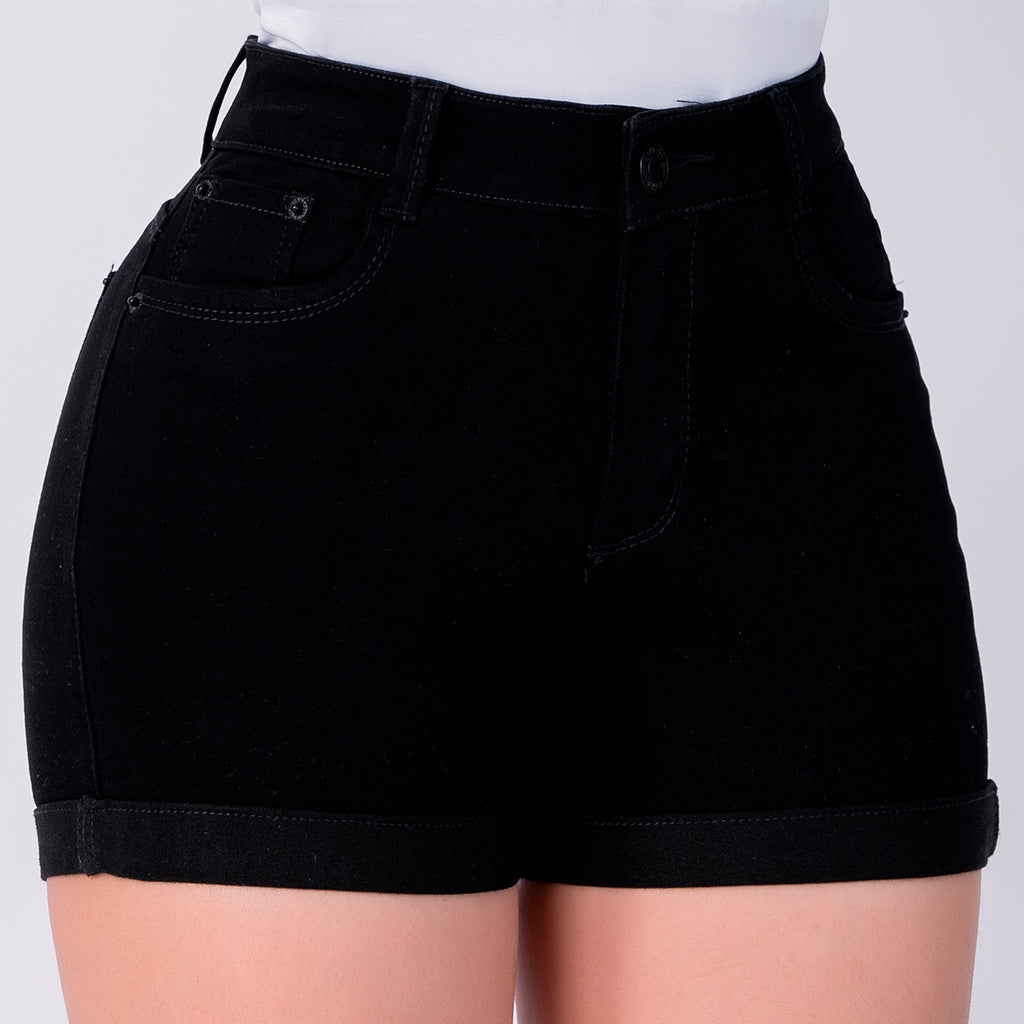 SHORT JEAN ELASTICO NEGRO