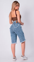 BERMUDA JEAN ELASTICO AZUL CLARO